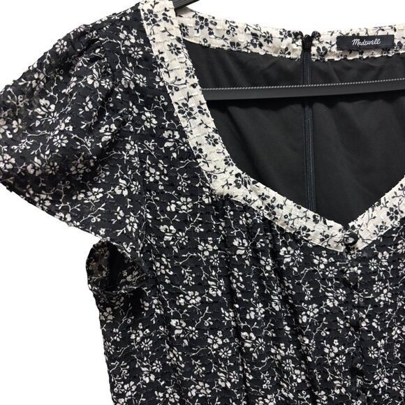 Madewel Womens Print-Mix Sheer-Sleeve Dress in Branch Floral - Picture 6 of 10